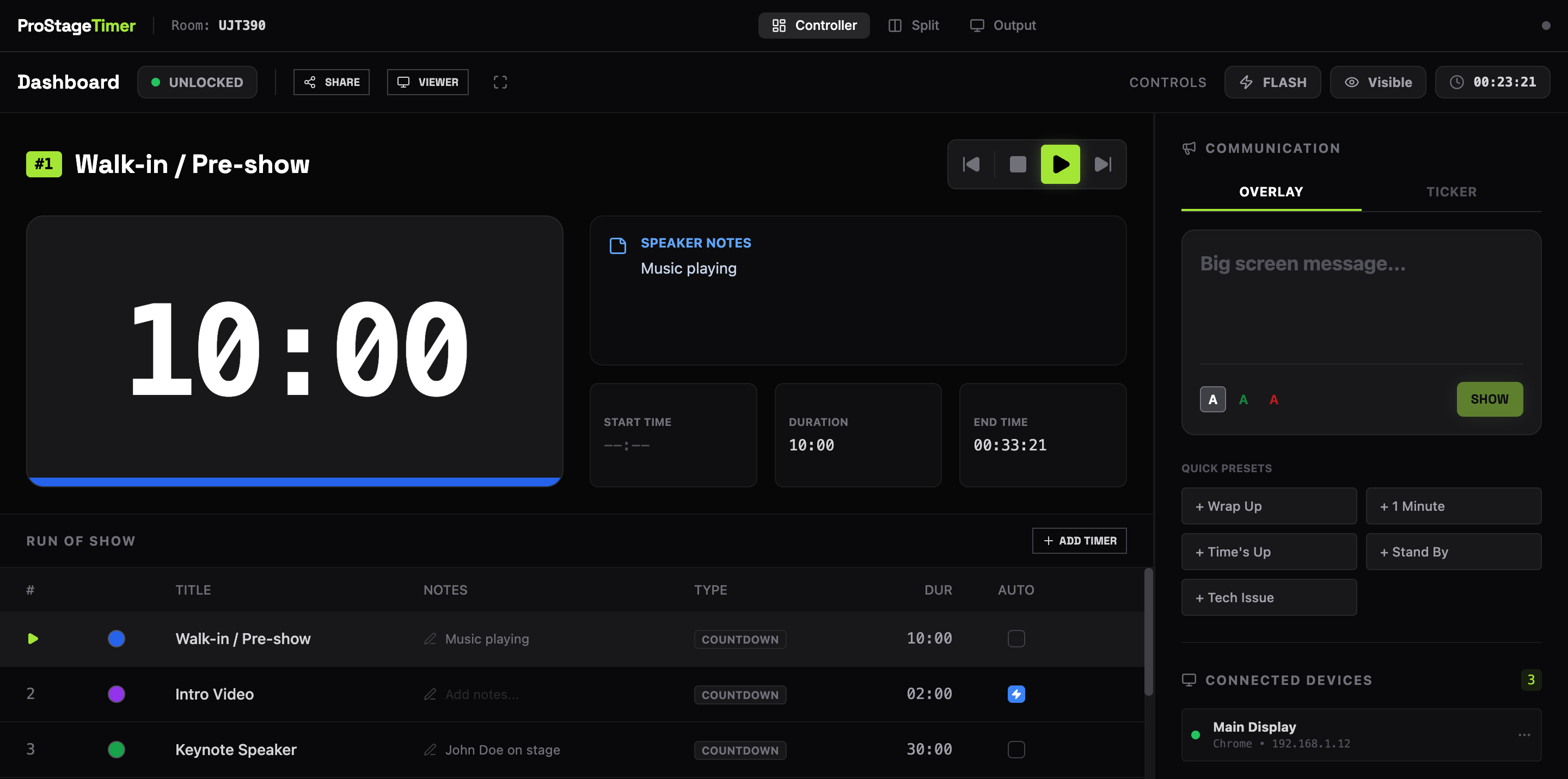 ProStage Timer — Event Production